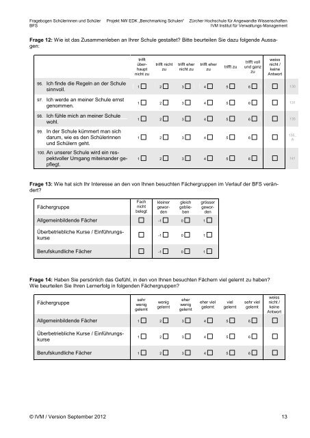 SchÃ¼ler-Fragebogen Berufsfachschule, deutsch - NW EDK