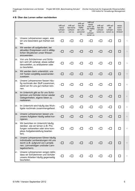 SchÃ¼ler-Fragebogen Berufsfachschule, deutsch - NW EDK