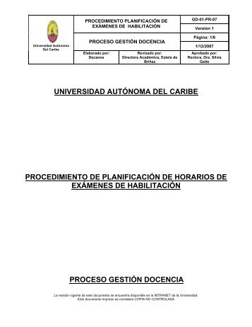 6. Procedimiento PlanificaciÃ³n Examen de HabilitaciÃ³n - sistema de ...