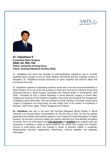 Dr. Vidyadhara S - Surgery in India