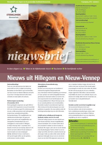 Nieuwsbrief 2012 nummer 2 - Sterkliniek Dierenartsen Hillegom