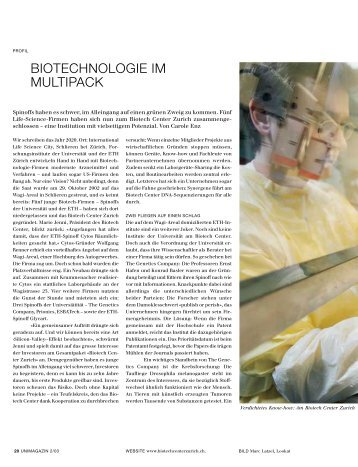 biotechnologie im multipack - im BIO-TECHNOPARKÂ® Schlieren ...