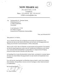 Anfrage von Now Pharm AG beim Gericht wegen des ...