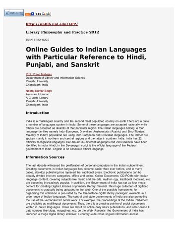 Online Guides to Indian Languages with Particular Reference to ...