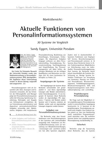 Aktuelle Funktionen von Personalinformationssystemen - Industrie ...