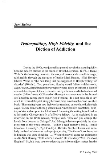 Trainspotting, High Fidelity, and the Diction of Addiction