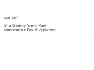 MAS 801 It's a Discreetly Discrete World – Mathematics in ... - Spms