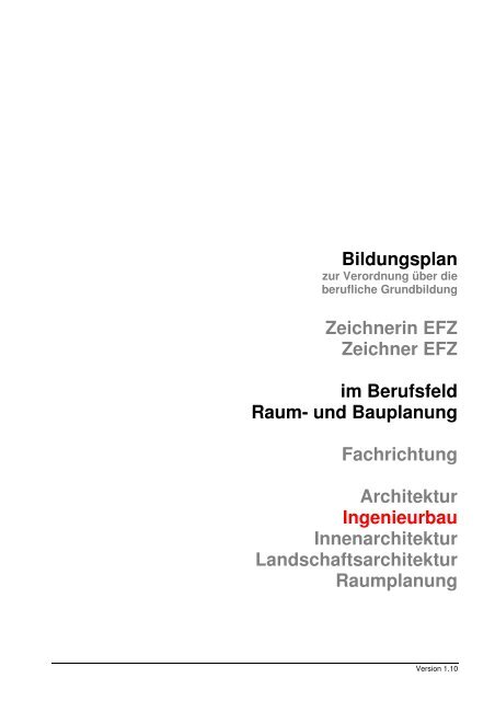 Bildungsplan - Berufsbildnerverein Raum- und Bauplanung Schweiz
