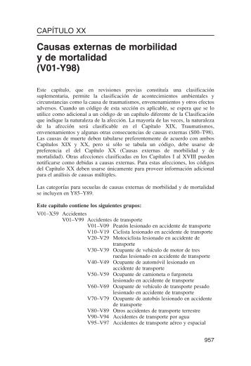 XX Causas externas de morbilidad y de mortalidad (V01-Y98)