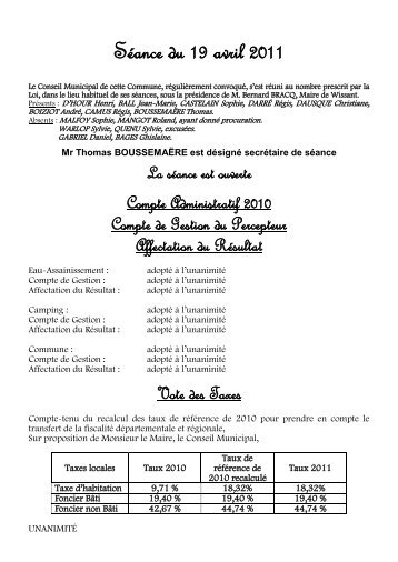 Compte Rendu du Conseil Municipal du 19 Avril - Wissant