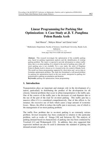 Linear Programming for Parking Slot Optimization - UTAR Research ...