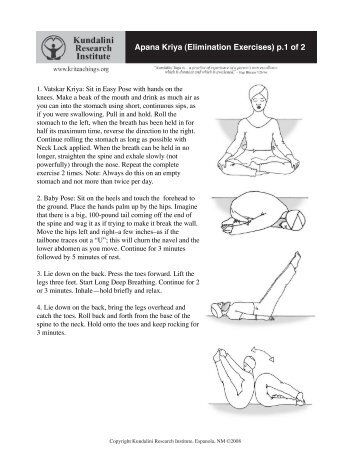 Apana Kriya (Elimination Exercises) p.1 of 2 - Pinklotus