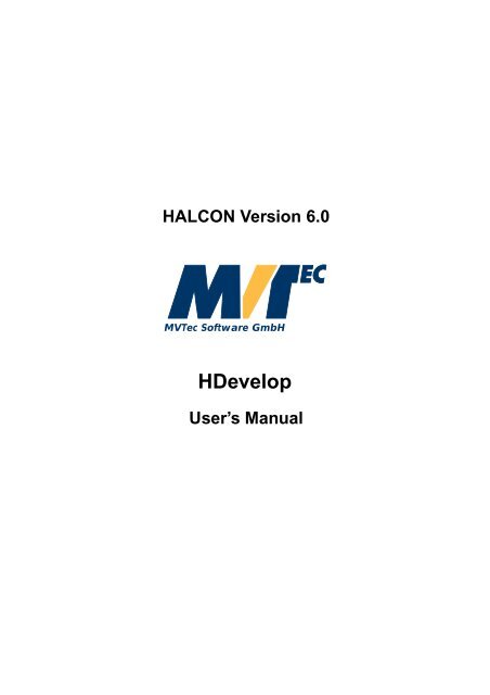 HDevelop User's Manual