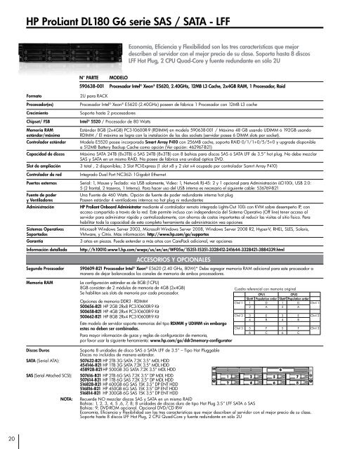 HP ProLiant DL180 G6 serie SAS / SATA - LFF - Sonda