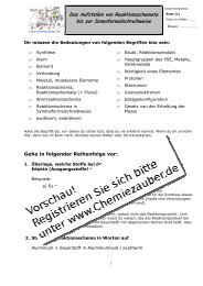 Aufstellen von Reaktionsschemata bis zur Ionenformelschreibweise