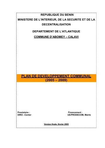 plan de developpement communal (2005 – 2009) - Association ...