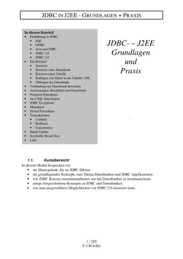 JDBCTM â J2EE Grundlagen und Praxis - Joller-Voss