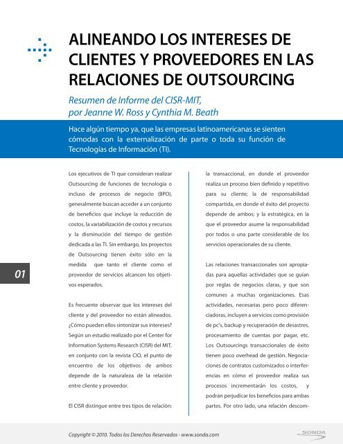 alineando los intereses de clientes y proveedores en las ... - Sonda