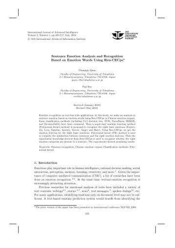 Sentence Emotion Analysis and Recognition Based on Emotion ...