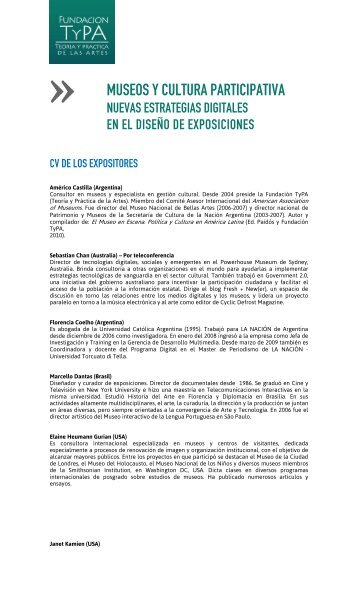 CV de los Expositores - FUNDACION TyPA