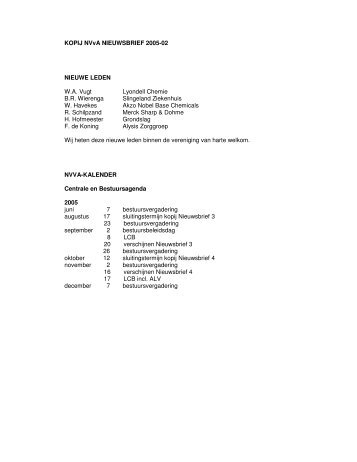 Nieuwsbrief 2005/02: Nieuw stelsel grenswaarden - Nederlandse ...