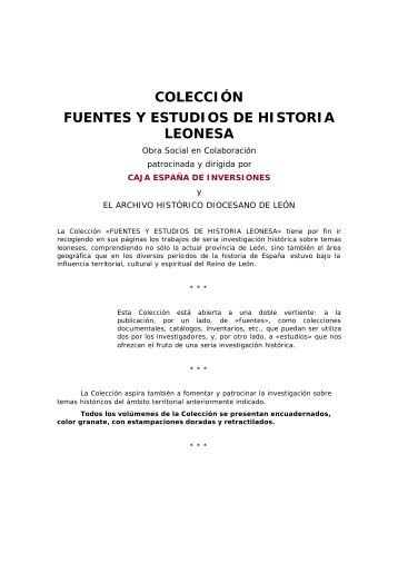 colecciÃ³n fuentes y estudios de historia leonesa - Caja EspaÃ±a