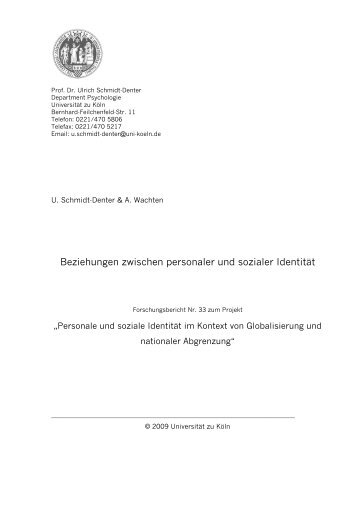 Beziehungen zwischen personaler und sozialer IdentitÃ¤t