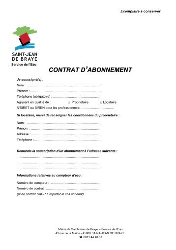 CONTRAT D'ABONNEMENT revu par aff. juridiques - Ville de Saint ...