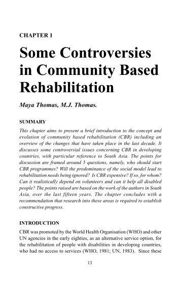 Some Controversies in Community Based Rehabilitation - Source