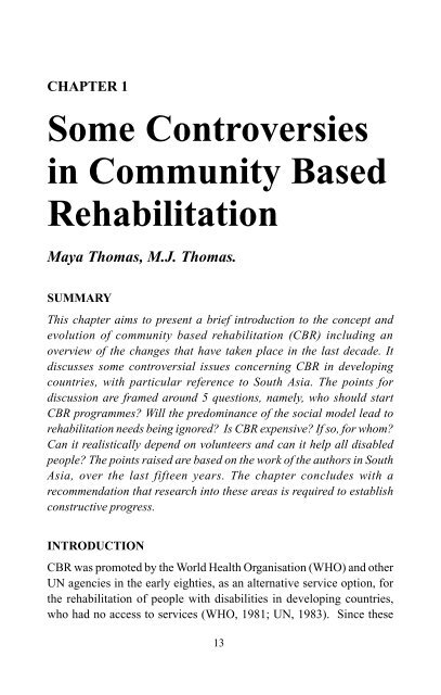 Some Controversies in Community Based Rehabilitation - Source