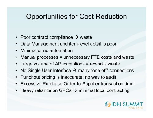 Cost-Cutting Strategies That Work - IDN Summit and Expo