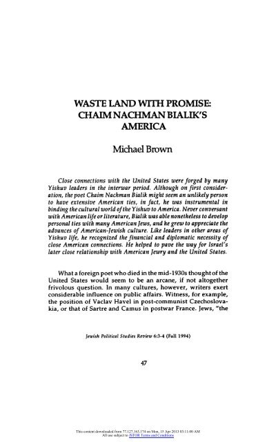 waste land with promise - Jerusalem Center For Public Affairs