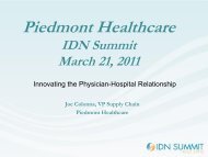 Joe Colonna, VP Supply Chain, Piedmont Healthcare - IDN Summit ...