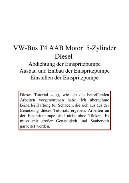 VWBus T4 AAB Motor 5Zylinder Diesel