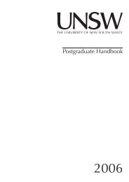 Table of Contents - UNSW Handbook - The University of New South ...