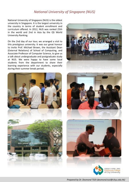 Singapore Study Tour - Division of Applied Science and Technology