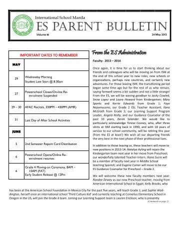 ES Parent Bulletin Vol#18 2013 May 24 - Welcome to Our World of ...