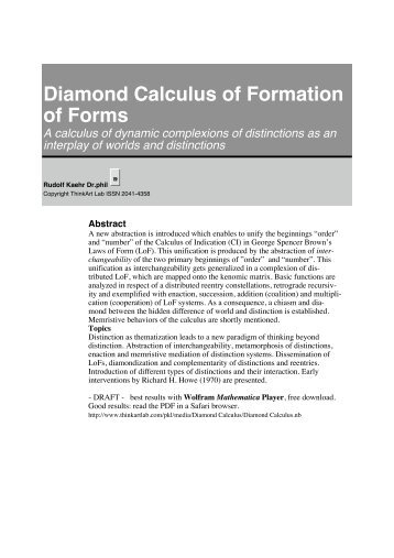 Diamond Calculus of Formation of Forms - ThinkArt Lab!