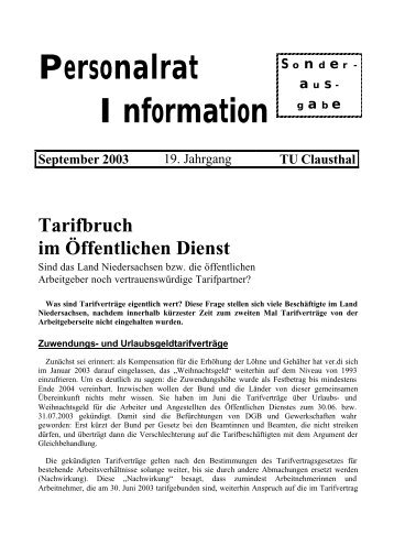 Personalrat Information September 2003