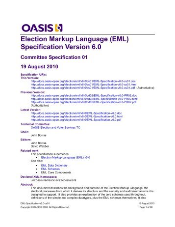 EML v6.0 Specification - OASIS Open Library