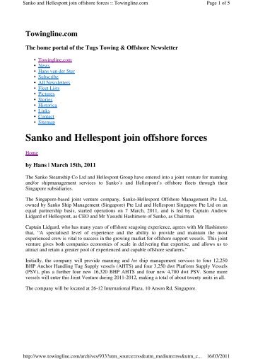 Sanko and Hellespont join offshore forces