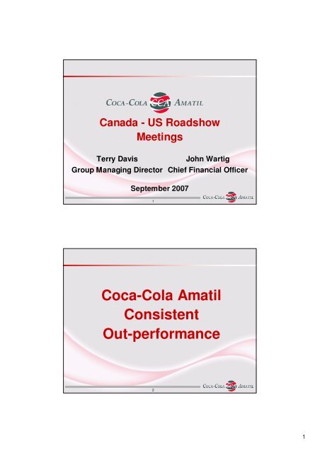 Us Investor Roadshow Presentation Coca Cola Amatil