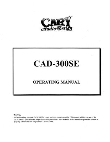 CAD 300SE - Cary Audio Design