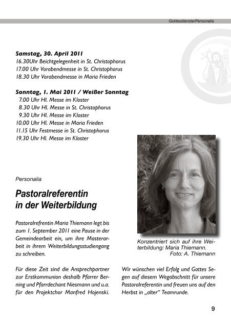 Osterpfarrbrief 2011 - Pfarramt St. Christophorus