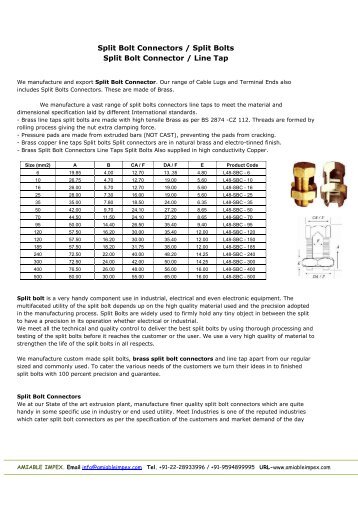 Split Bolt Connectors / Split Bolts Split Bolt ... - Amiable Impex