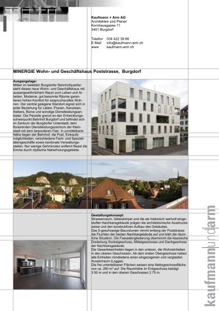 MINERGIE Wohn- und Geschäftshaus Poststrasse ... - Arc Award
