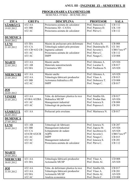 ANUL IV INGINERI ZI - IMST