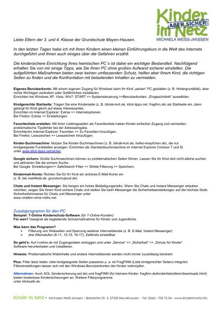 Liebe Eltern Der 3 Und 4 Klasse Der Grundschule Home T