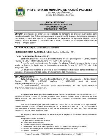 prefeitura do município de nazaré paulista - Prefeitura Municipal de ...