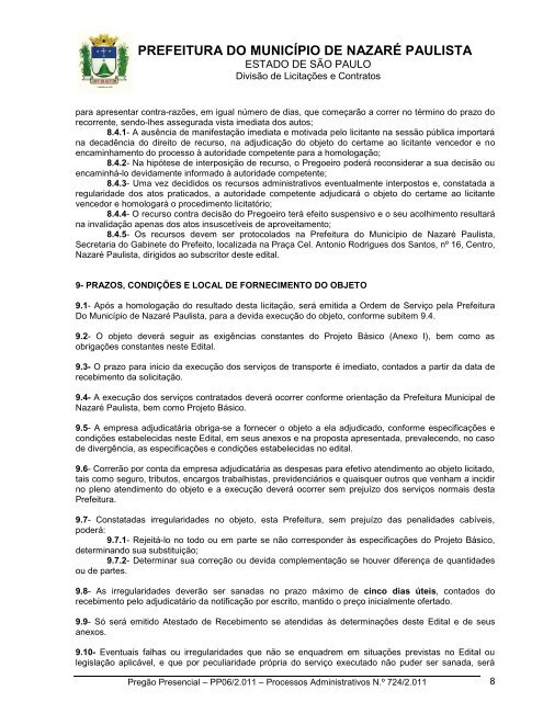prefeitura do município de nazaré paulista - Prefeitura Municipal de ...
